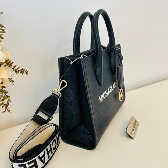 Michael Kors Purse Mirella Small Shopper Crossbody Bag Black Leather - Picture 4 of 10